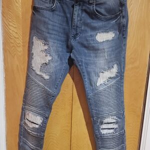 Men's Distressed Skinny Jeans - Blue